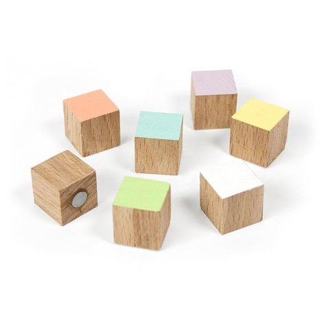 Blij tot nu Kliniek Houten blokjes magneten Timber - set van 7 stuks - Magneet-verf.nl